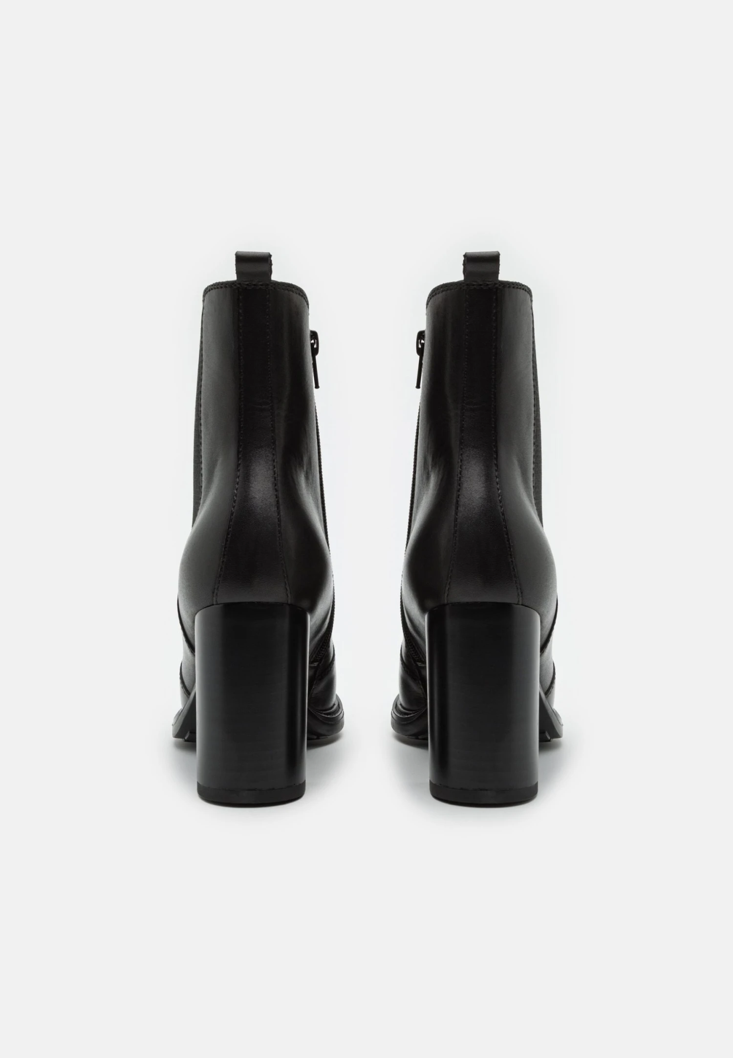 Leather- Enkellaarsjes Met Hoge Hak - Black 6 Leather- Enkellaarsjes Met Hoge Hak - Black - Afbeelding 4