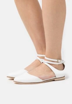 Anna Field Leather- Ballerina'S Met Enkelbandjes - White